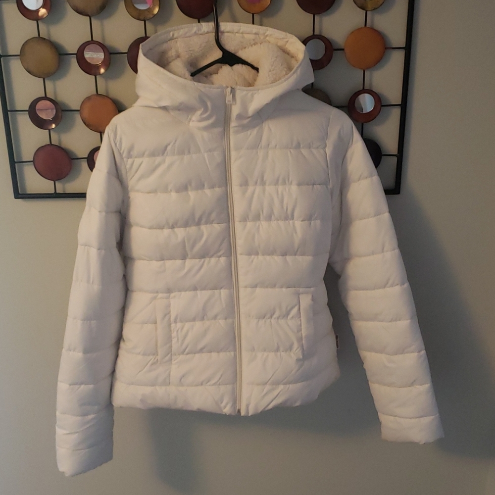 White Hollister winter full zip jacket size medium